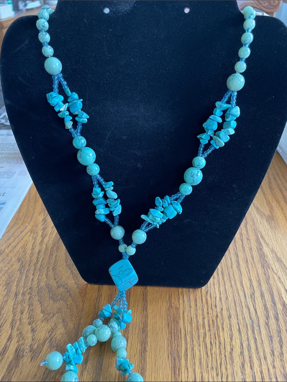 Turquoise Beaded Y-Necklace - Vibrant Blue Statement